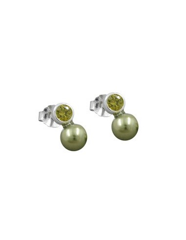 Örhängen Bead And Cz Olive Silver 925