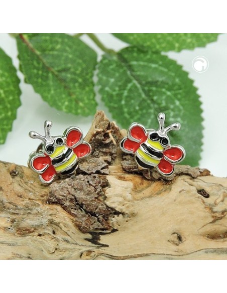 Örhängen Bee Black-Yellow Silver 925