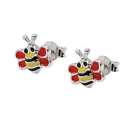 Örhängen Bee Black-Yellow Silver 925