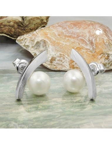 Örhängen Bow Imitation Pearl Silver 925