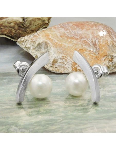 Örhängen Bow Imitation Pearl Silver 925
