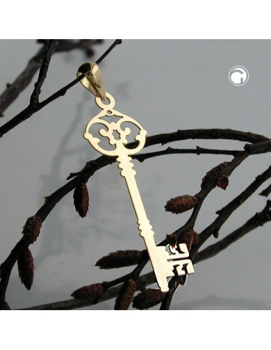 pendant 33x11mm key filigree 9k gold