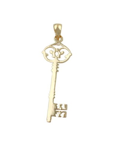 pendant 33x11mm key filigree 9k gold