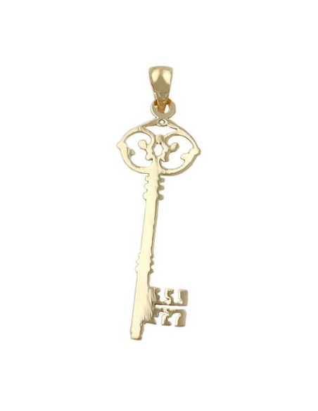 pendant 33x11mm key filigree 9k gold