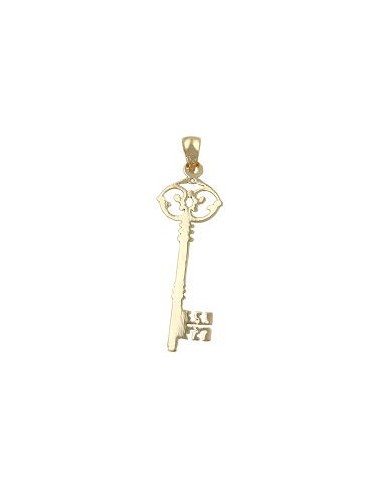 pendant 33x11mm key filigree 9k gold