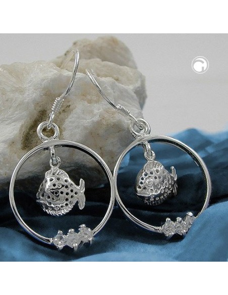 Örhängen Fish Zirconia Silver 925