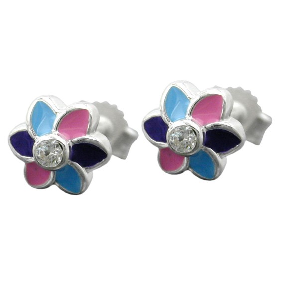 Örhängen Flower Multicolor Silver 925