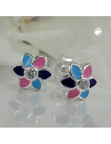 Örhängen Flower Multicolor Silver 925