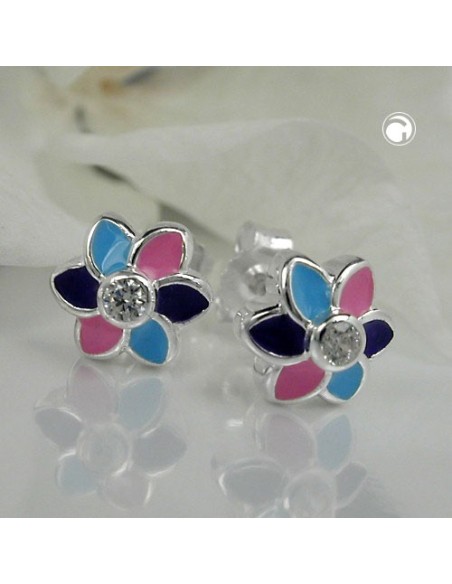 Örhängen Flower Multicolor Silver 925