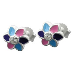 Örhängen Flower Multicolor Silver 925