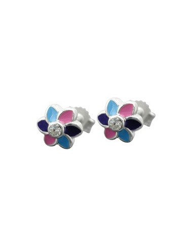 Örhängen Flower Multicolor Silver 925