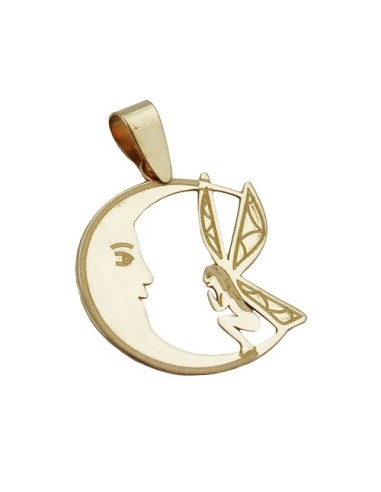 pendant 17x15mm elf in the moon laser engraving 9k gold