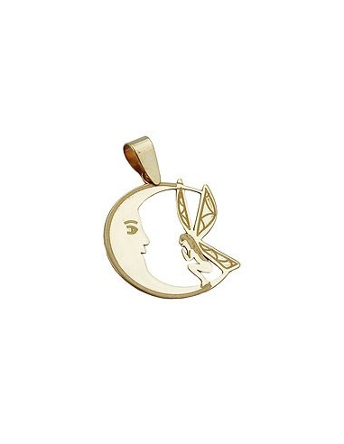 pendant 17x15mm elf in the moon laser engraving 9k gold
