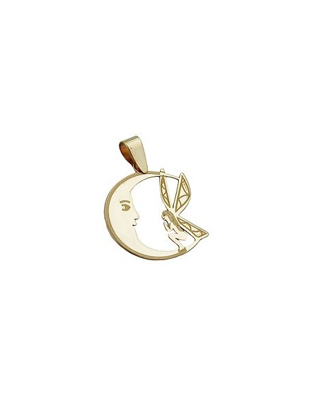 pendant 17x15mm elf in the moon laser engraving 9k gold