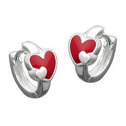 Örhängen Leverback Heart Red Silver 925
