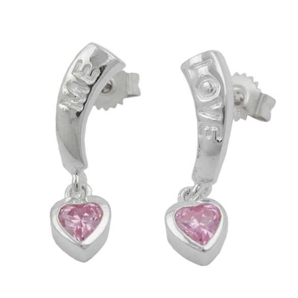 Örhängen Love Zirconia-Pink Silver 925