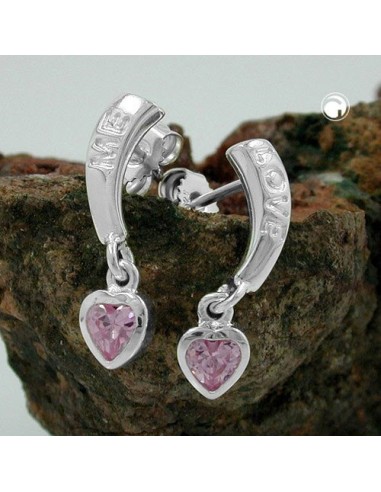 Örhängen Love Zirconia-Pink Silver 925