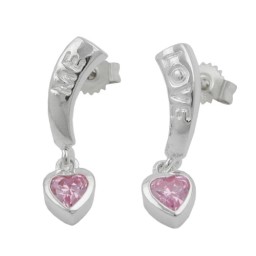 Örhängen Love Zirconia-Pink Silver 925