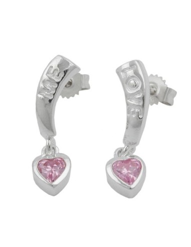 Örhängen Love Zirconia-Pink Silver 925
