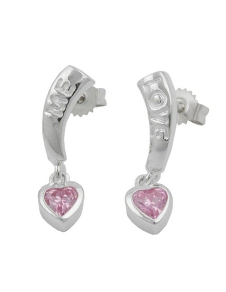 Örhängen Love Zirconia-Pink Silver 925