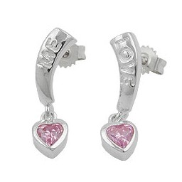 Örhängen Love Zirconia-Pink Silver 925
