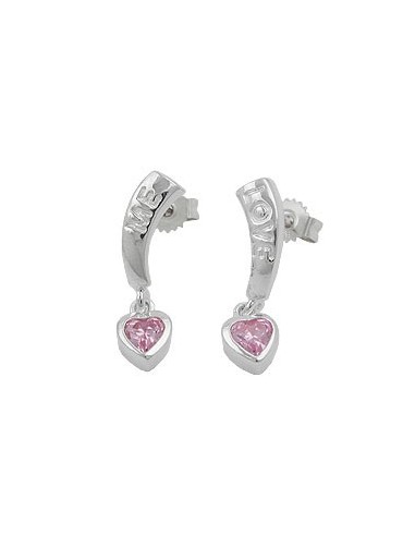 Örhängen Love Zirconia-Pink Silver 925