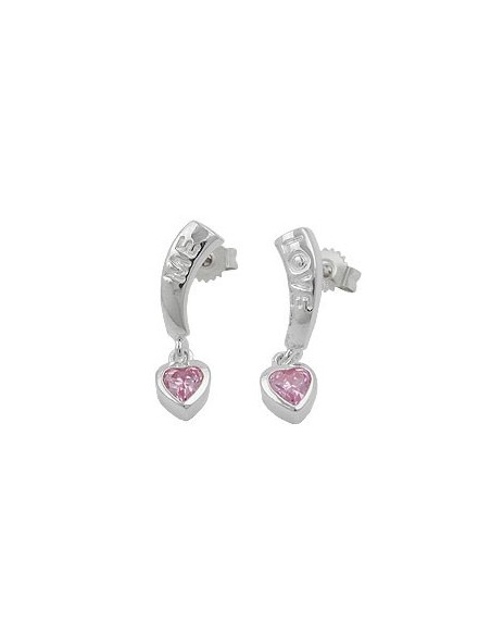 Örhängen Love Zirconia-Pink Silver 925