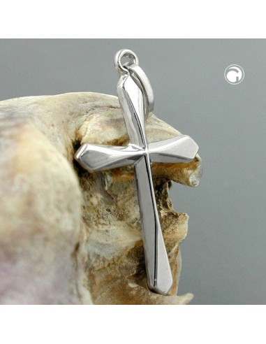 pendant 23x14mm cross shiny 9k white gold