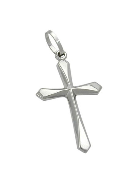pendant 23x14mm cross shiny 9k white gold
