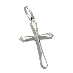 pendant 23x14mm cross shiny 9k white gold