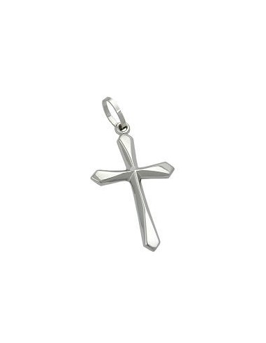 pendant 23x14mm cross shiny 9k white gold