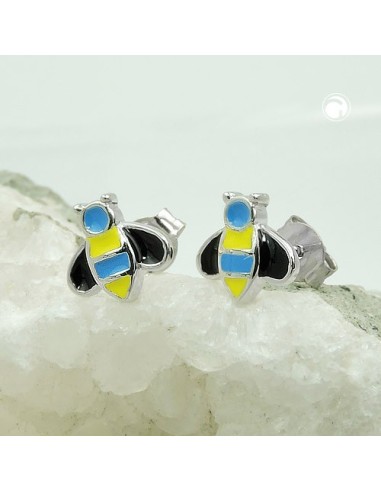 Örhängen Stud Bee Blue-Yellow Silver 925