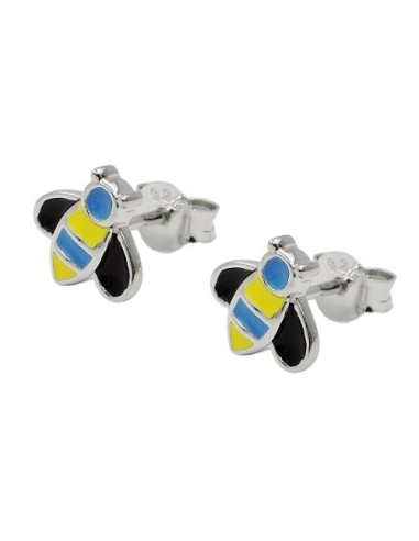 Örhängen Stud Bee Blue-Yellow Silver 925