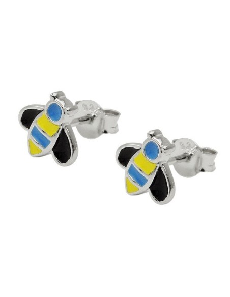 Örhängen Stud Bee Blue-Yellow Silver 925