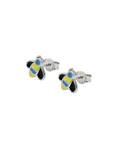 Örhängen Stud Bee Blue-Yellow Silver 925