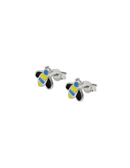 Örhängen Stud Bee Blue-Yellow Silver 925