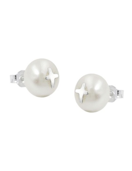 Örhängen Studs Kors Pearl Silver 925