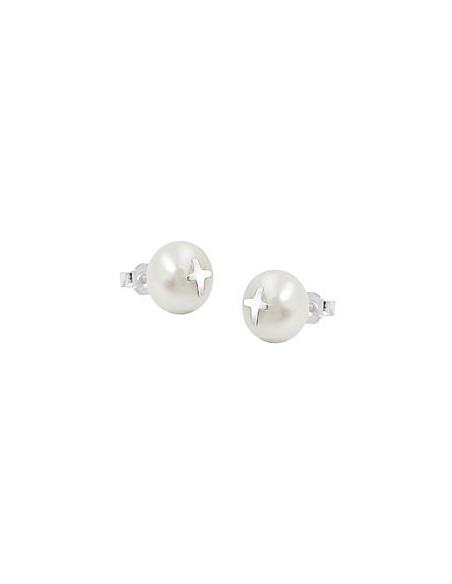 Örhängen Studs Kors Pearl Silver 925