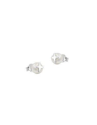 Örhängen Studs Kors Pearl Silver 925