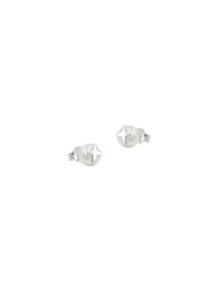 Örhängen Studs Kors Pearl Silver 925