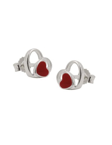 Örhängen Studs Red Heart Silver 925
