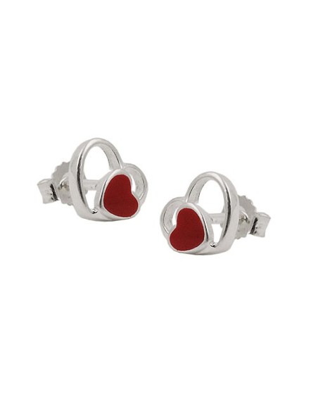 Örhängen Studs Red Heart Silver 925