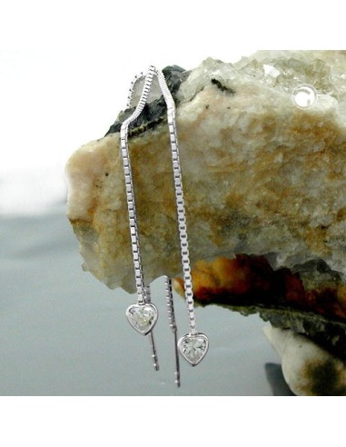Örhängen Threads 110mm Box Kedja And Heart With Zirconia Silver 925