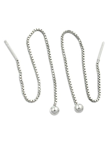 Örhängen Threads 110x4mm Venetian Box Kedja With Ball Silver 925
