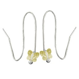 Örhängen Threads 115x8mm Butterfly Glass Stone Yellow Transparent Silver 925
