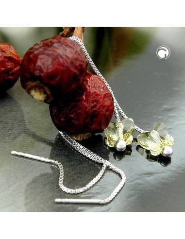 Örhängen Threads 115x8mm Butterfly Glass Stone Yellow Transparent Silver 925