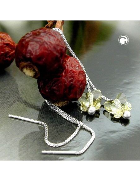 Örhängen Threads 115x8mm Butterfly Glass Stone Yellow Transparent Silver 925
