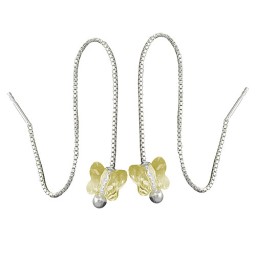Örhängen Threads 115x8mm Butterfly Glass Stone Yellow Transparent Silver 925