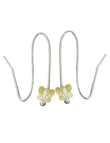 Örhängen Threads 115x8mm Butterfly Glass Stone Yellow Transparent Silver 925