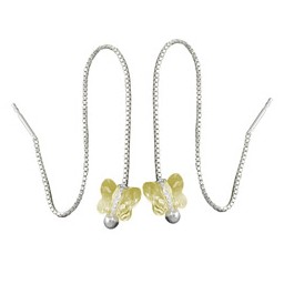 Örhängen Threads 115x8mm Butterfly Glass Stone Yellow Transparent Silver 925